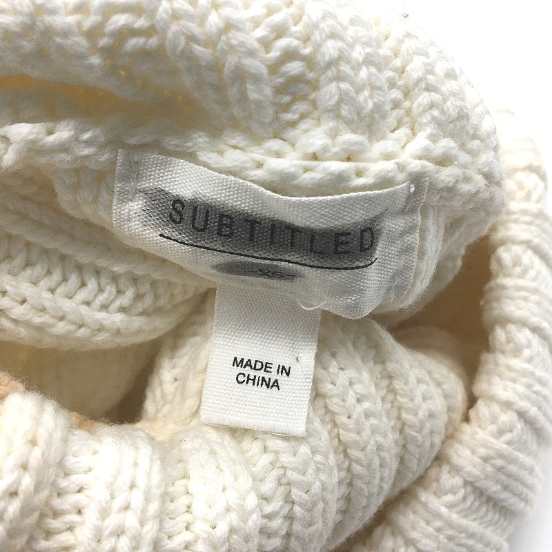 Subtitled Knitted Turtleneck Cropped Cream White Jumper Ladies Size XS NEW