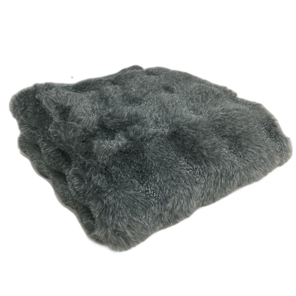 Kirkton House Grey Faux Fur Floor Rug Supersoft Mat 70cm x 1.4m