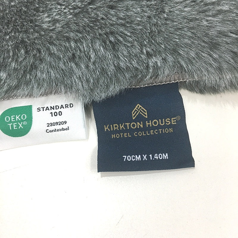 Kirkton House Grey Faux Fur Floor Rug Supersoft Mat 70cm x 1.4m