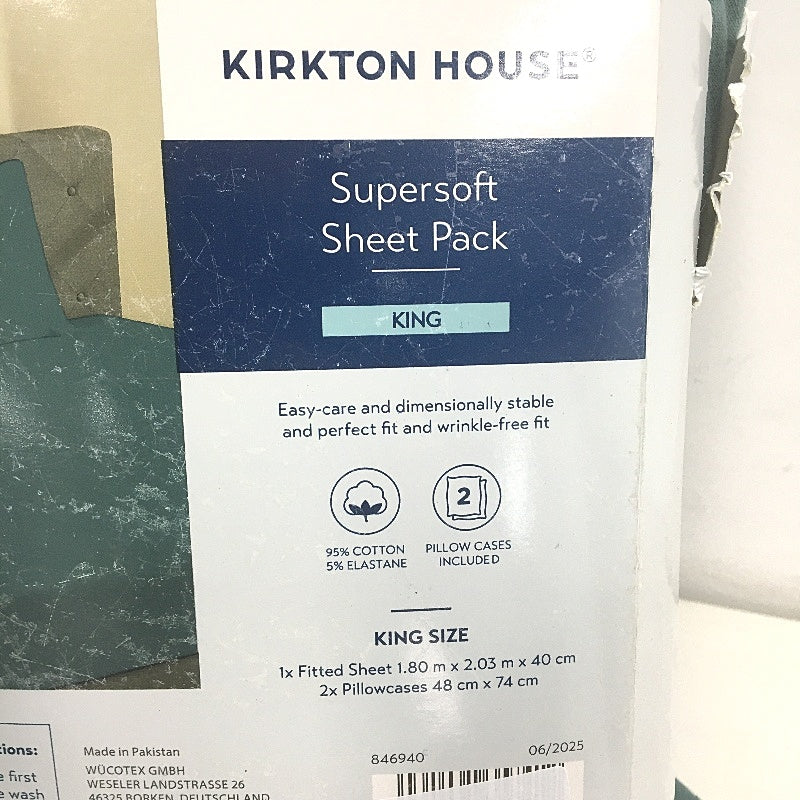 Kirkton House Green Supersoft Jersey Style Cotton Fitted Sheet Pack KING