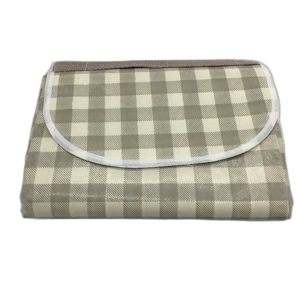 Large Checkered Beach Tarp Blanket Portable Compact Picnic Mat Green & Beige