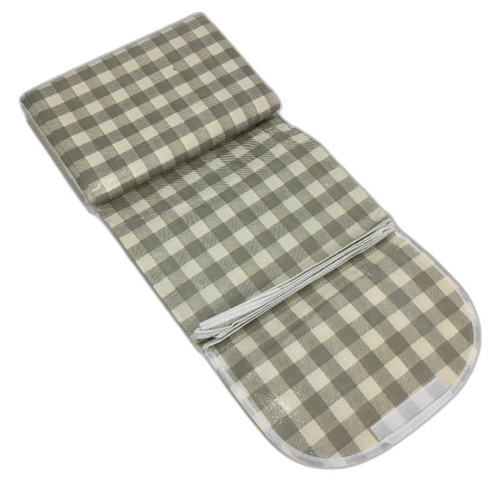 Large Checkered Beach Tarp Blanket Portable Compact Picnic Mat Green & Beige