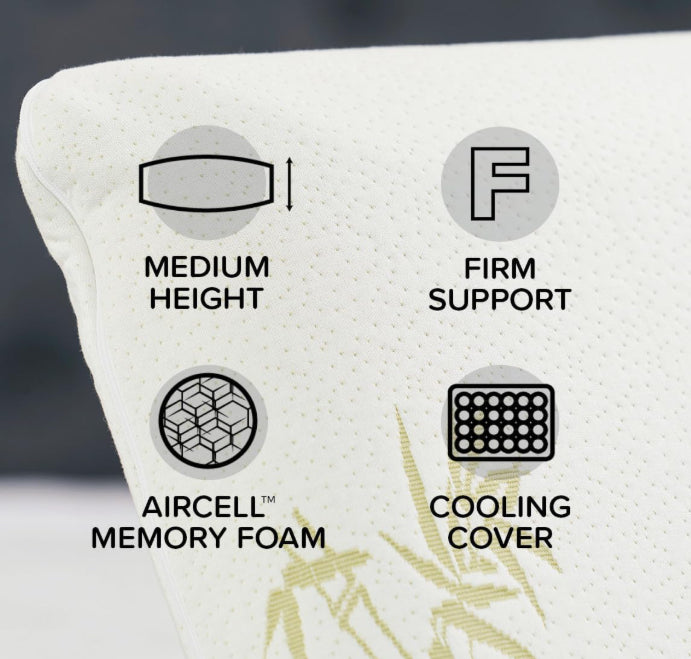 Tontine Comfortech Memory Foam Pillow Medium Height Firm Support Bamboo Cover