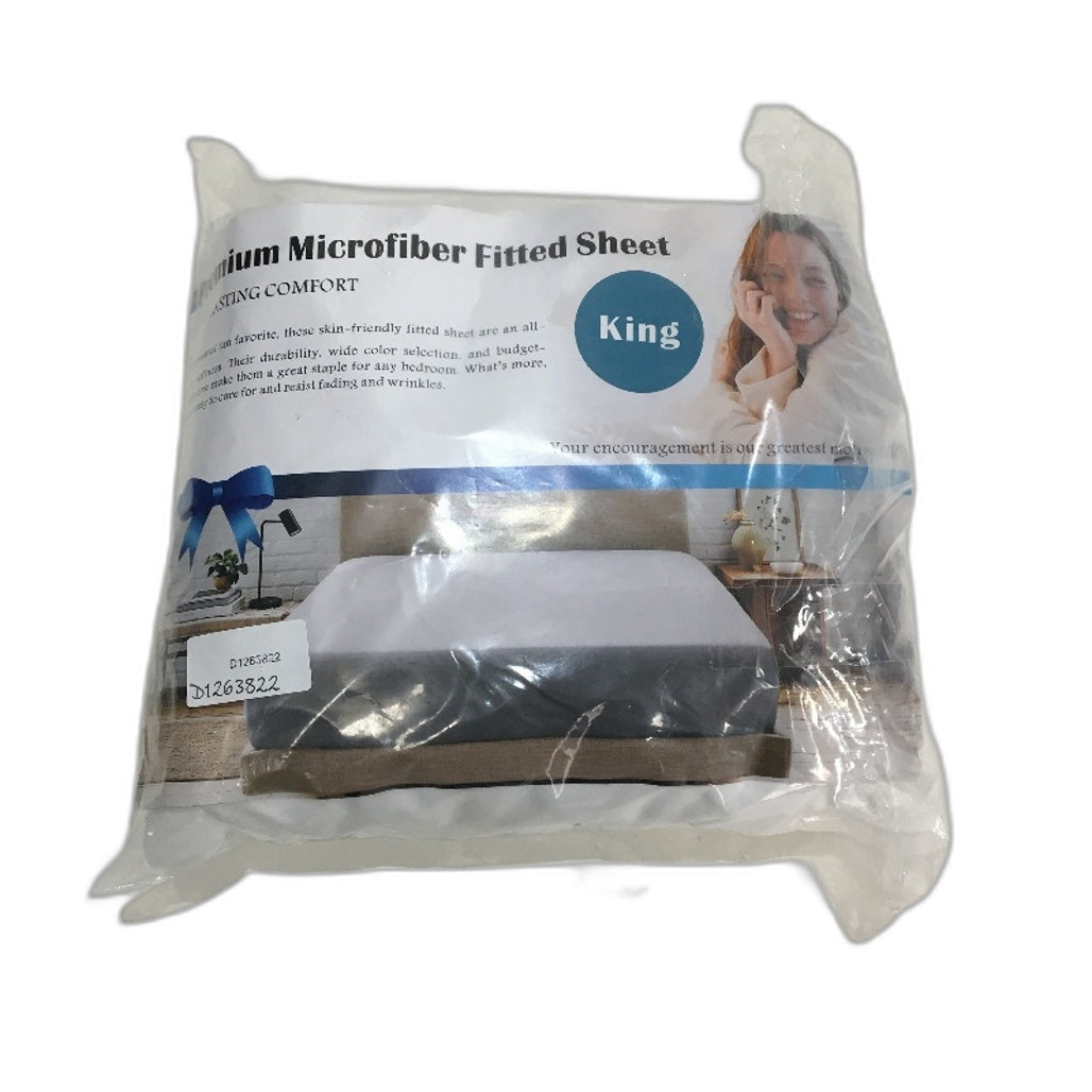 Premium Microfiber White Fitted Sheet Set x2 Pillowcases Soft KING