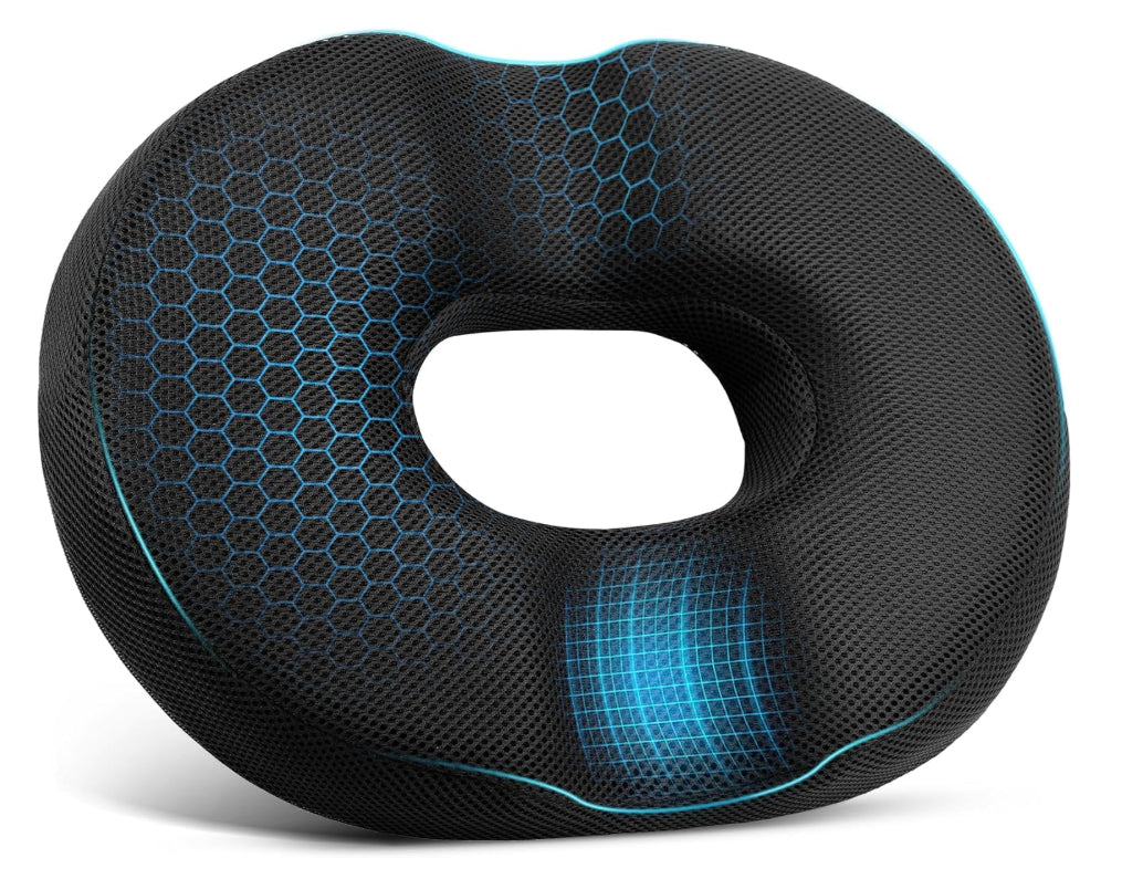 Homca Mesh Donut Seat Cushion Pressure Relief Firm Memory Foam Pillow Black