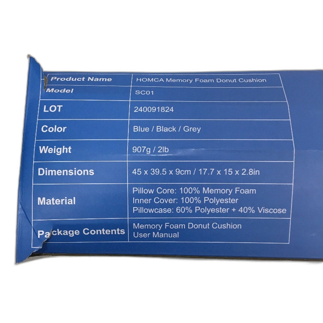 Homca Mesh Donut Seat Cushion Pressure Relief Firm Memory Foam Pillow Black