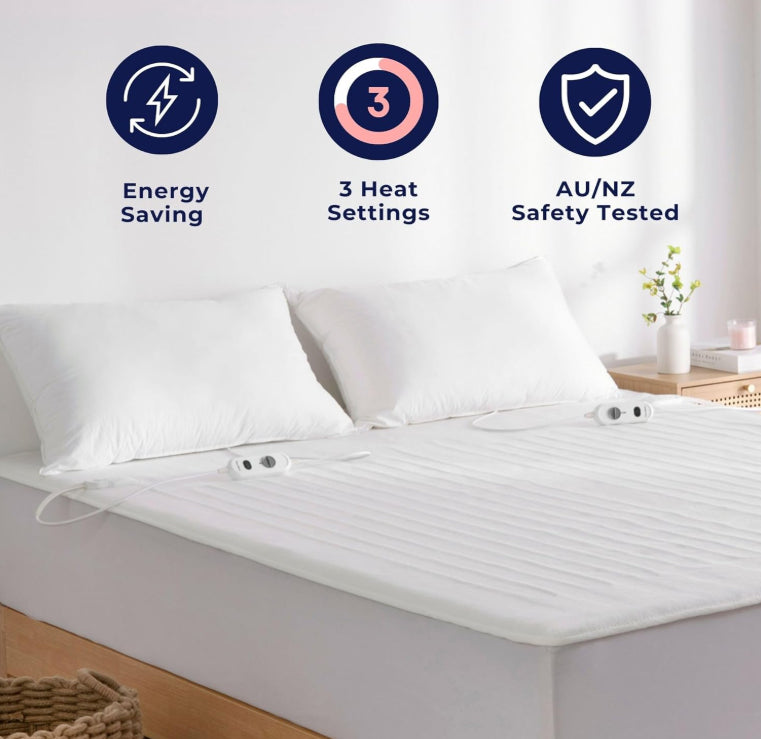 Dreamaker Dual Control Winter Essentials Electric Blanket White Flannel DOUBLE