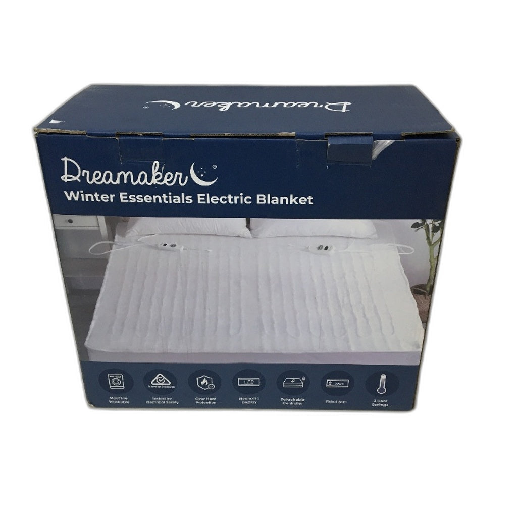 Dreamaker Dual Control Winter Essentials Electric Blanket White Flannel DOUBLE