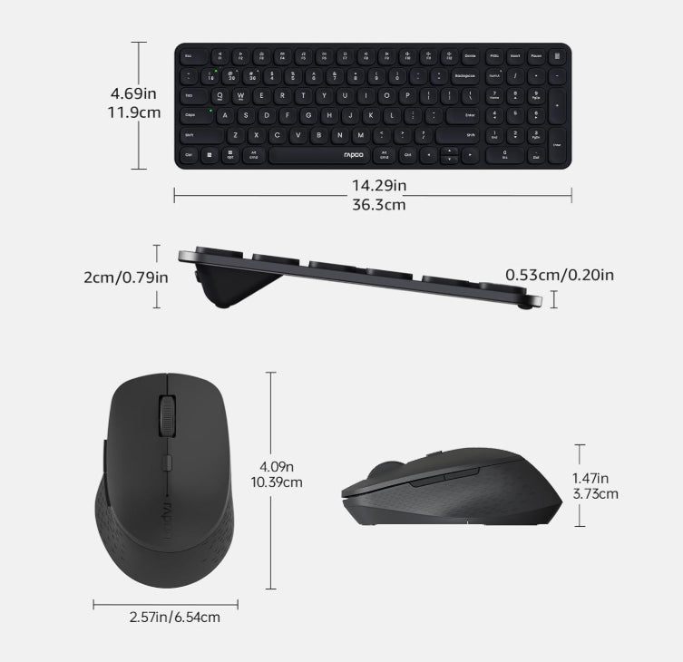 Rapoo 9360M Ultra Thin Smooth Wireless Keyboard & Mouse Set Combo Black