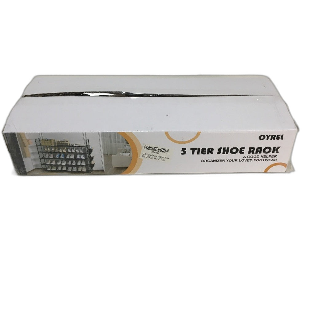 OYREL Shoe Rack 5 Tier Organiser Shoes Storage Black Space Saver