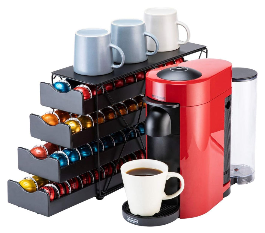 FlagShip 4 Tier Vertuo Nespresso Pod Holder Drawers Large 80 Pods Capacity