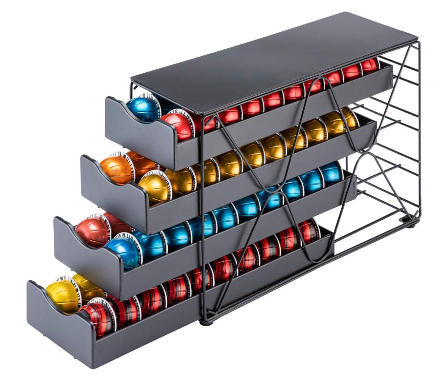 FlagShip 4 Tier Vertuo Nespresso Pod Holder Drawers Large 80 Pods Capacity