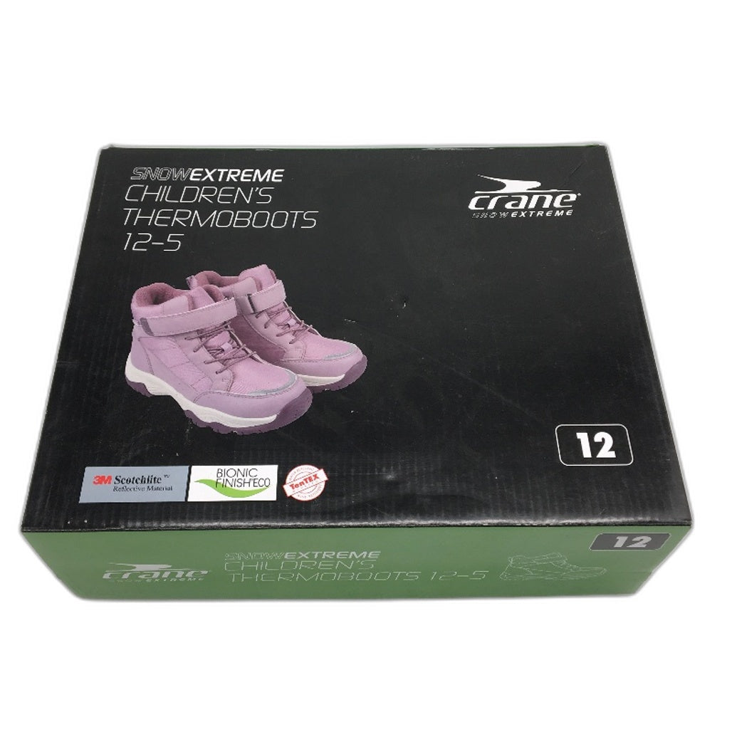 Crane Snow Extreme Thermoboots Fleece Lined Elastic Lace Pink Childs Size 12 NEW