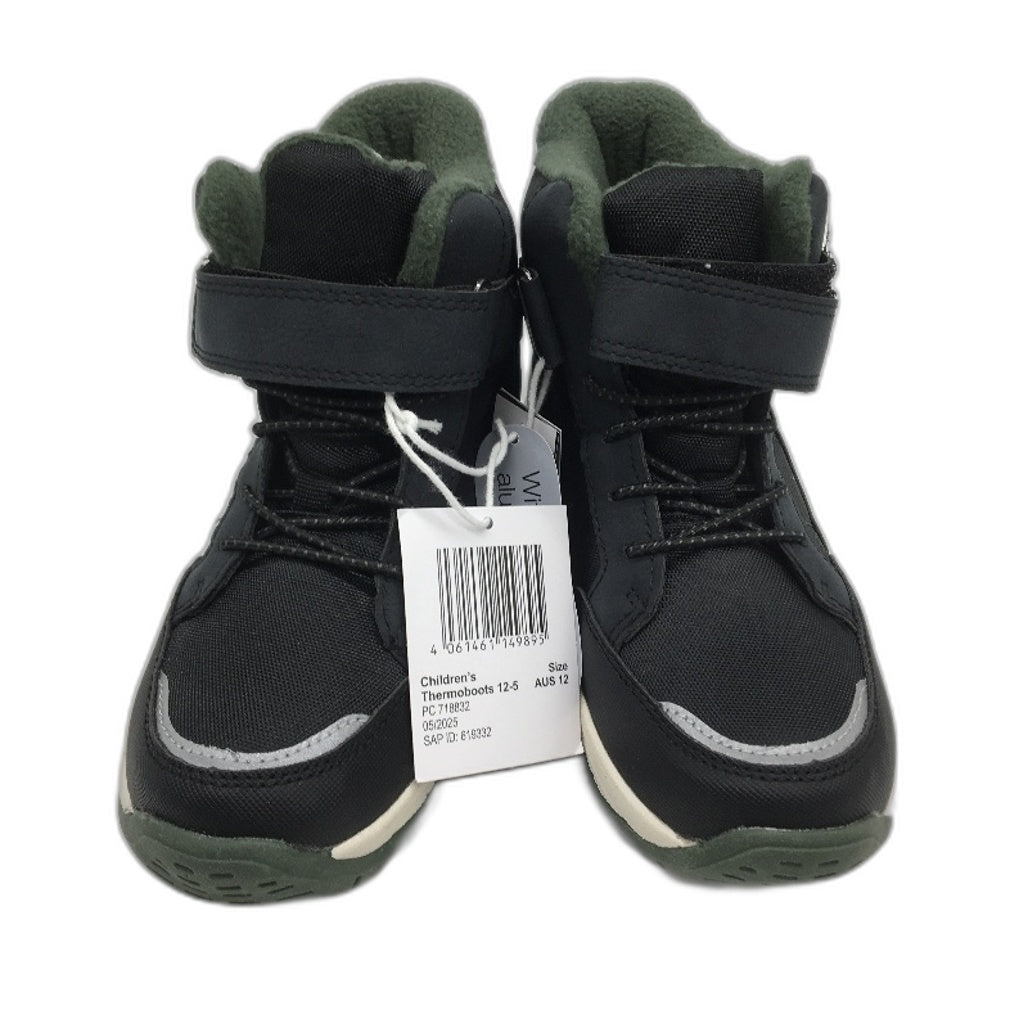 Crane Snow Extreme Thermoboots Fleece Lined Elastic Lace Black Childs Sze 12 NEW