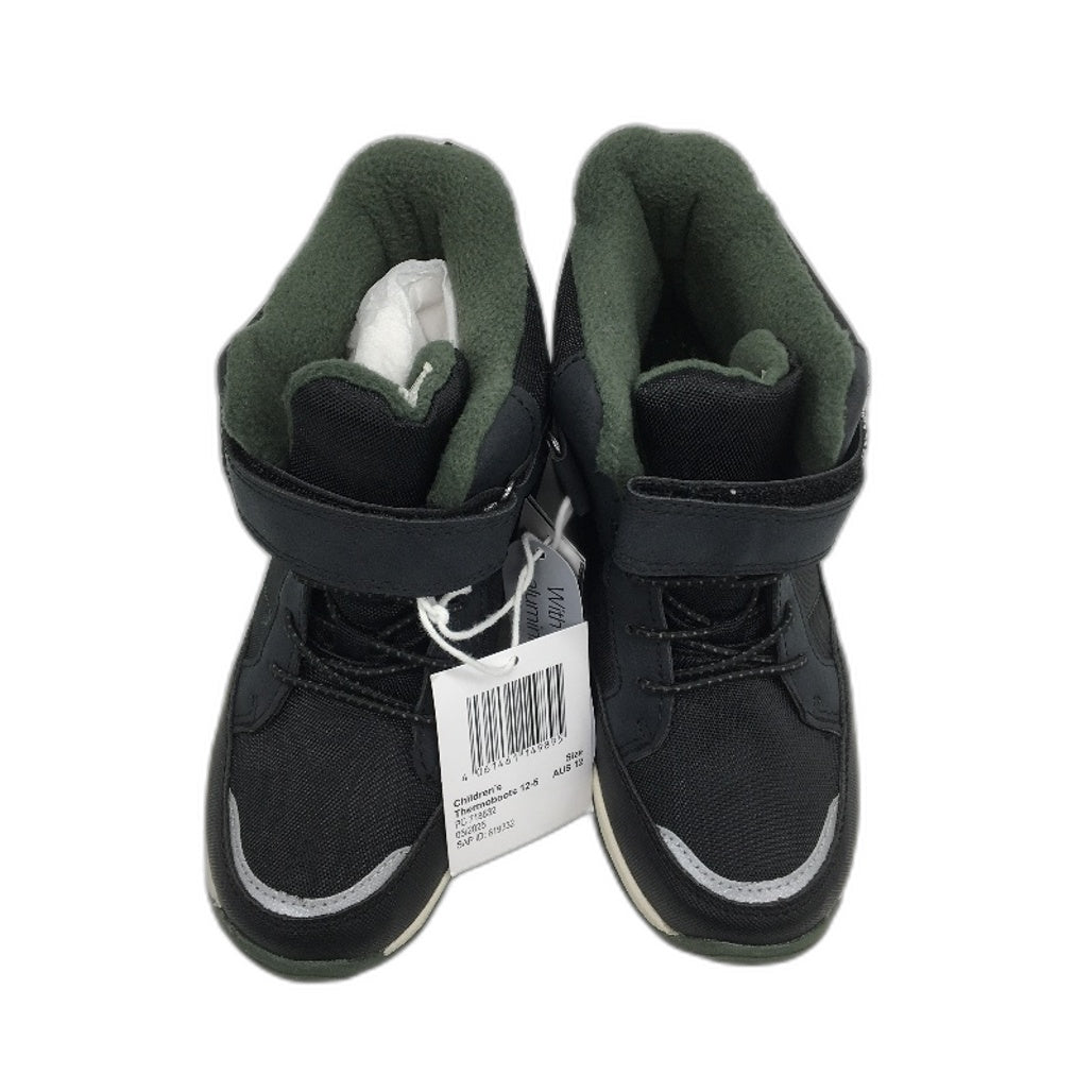 Crane Snow Extreme Thermoboots Fleece Lined Elastic Lace Black Childs Sze 12 NEW