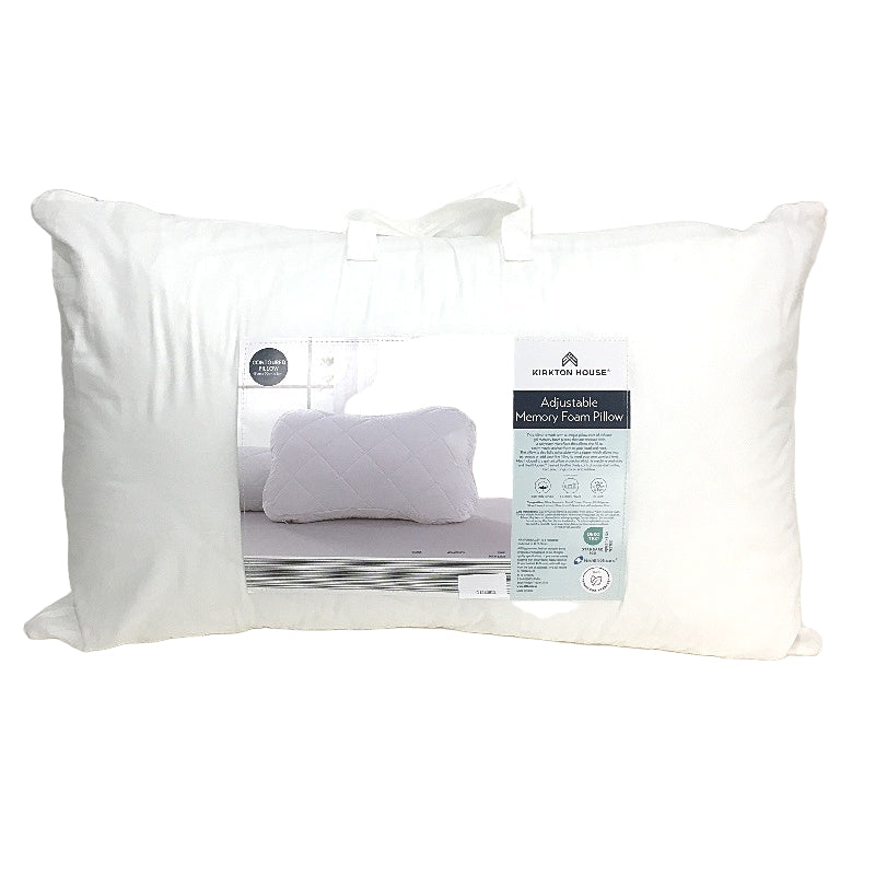 Kirkton House Adjustable Memory Foam Pillow Removable Cotton Cover Contoured NEW