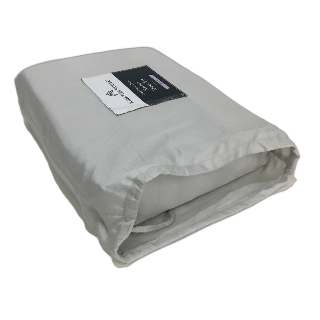 Kirkton House Silver Grey Sateen Fitted 400 Thread Count Sheet Set QUEEN Bed NEW