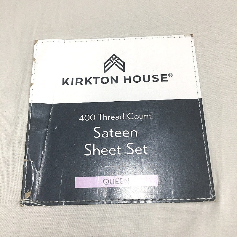 Kirkton House Silver Grey Sateen Fitted 400 Thread Count Sheet Set QUEEN Bed NEW
