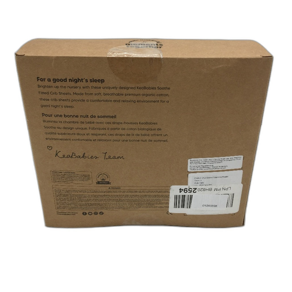 Keababies 2 Pack Organic Cotton Soft Jersey Crib Fitted Sheets Green & White NEW