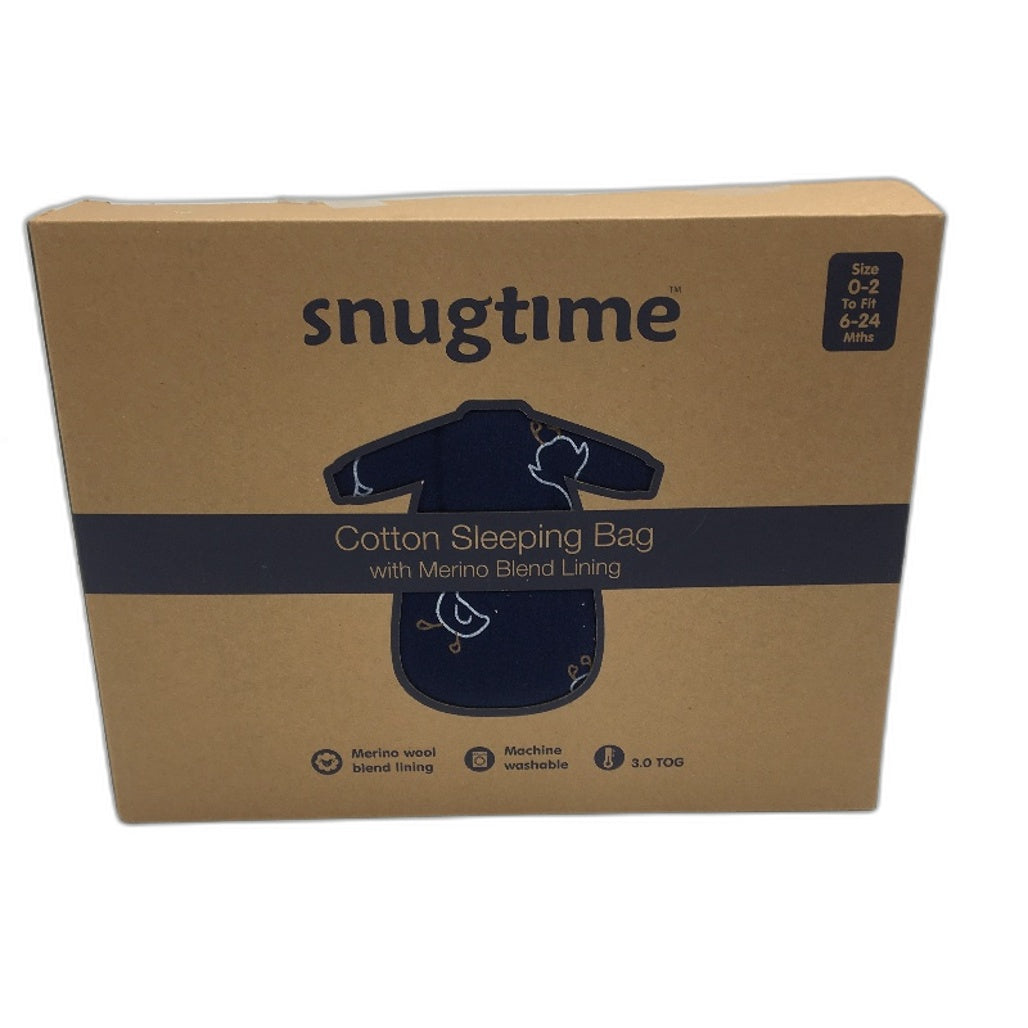 Snugtime Navy Blue Merino Wool Blend Infant Sleeping Bag With Arms Size 0-2 NEW