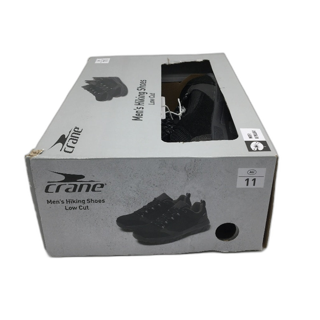 Crane Hiking Low Cut Leather Upper Lace Up Black Sneaker Shoes Mens Size 11 NEW