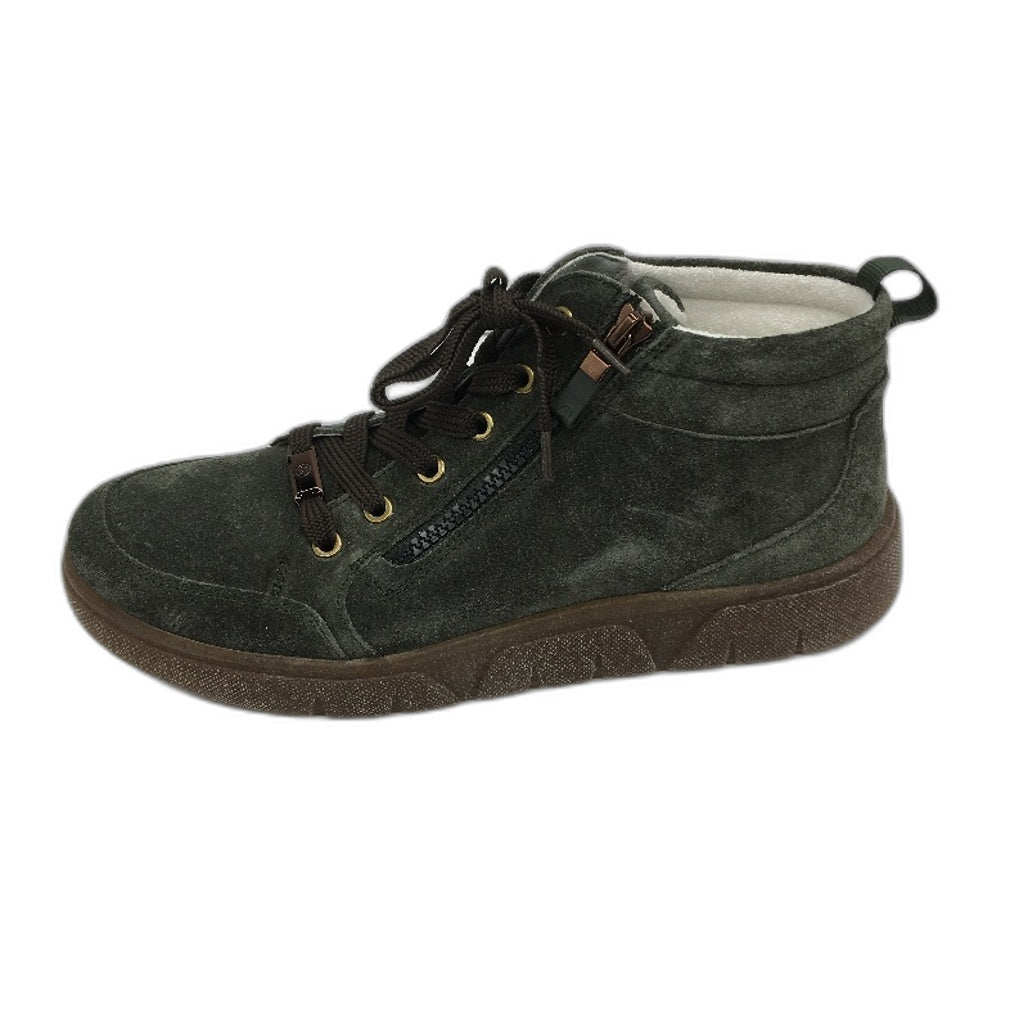 Ara Kalbvelour Forest Green Suede Zip & Lace Up Shoes Ladies US 9.5 EU 41 NEW