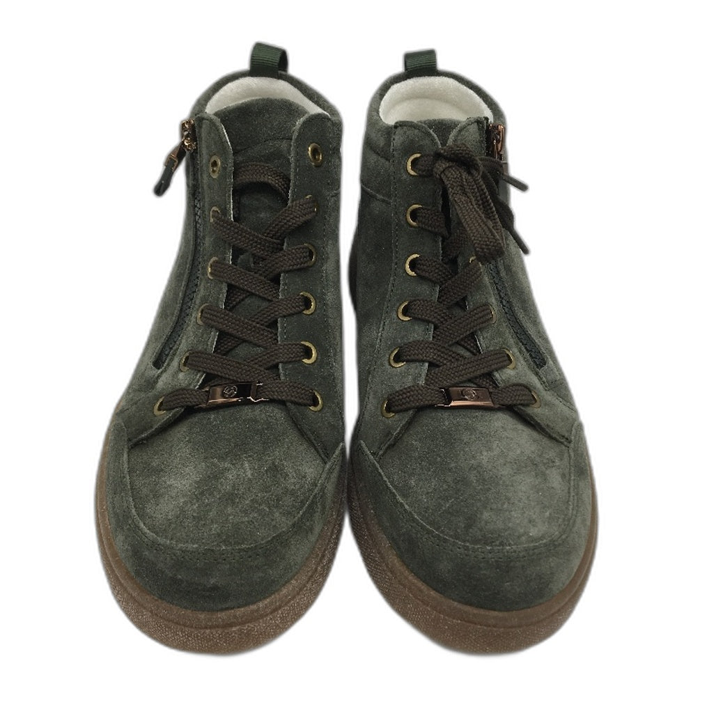 Ara Kalbvelour Forest Green Suede Zip & Lace Up Shoes Ladies US 9.5 EU 41 NEW