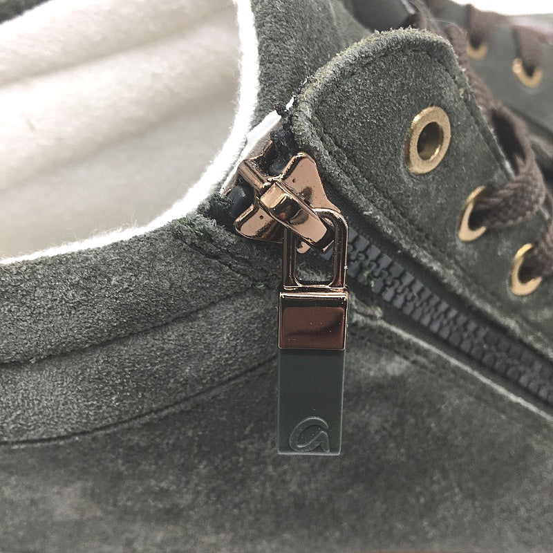 Ara Kalbvelour Forest Green Suede Zip & Lace Up Shoes Ladies US 9.5 EU 41 NEW