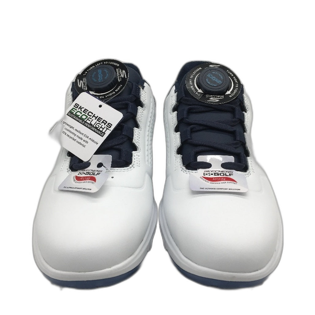 Skechers Go Golf Pro 6 SL Twist White Navy Leather Shoes Mens US 8.5 EU 42 NEW