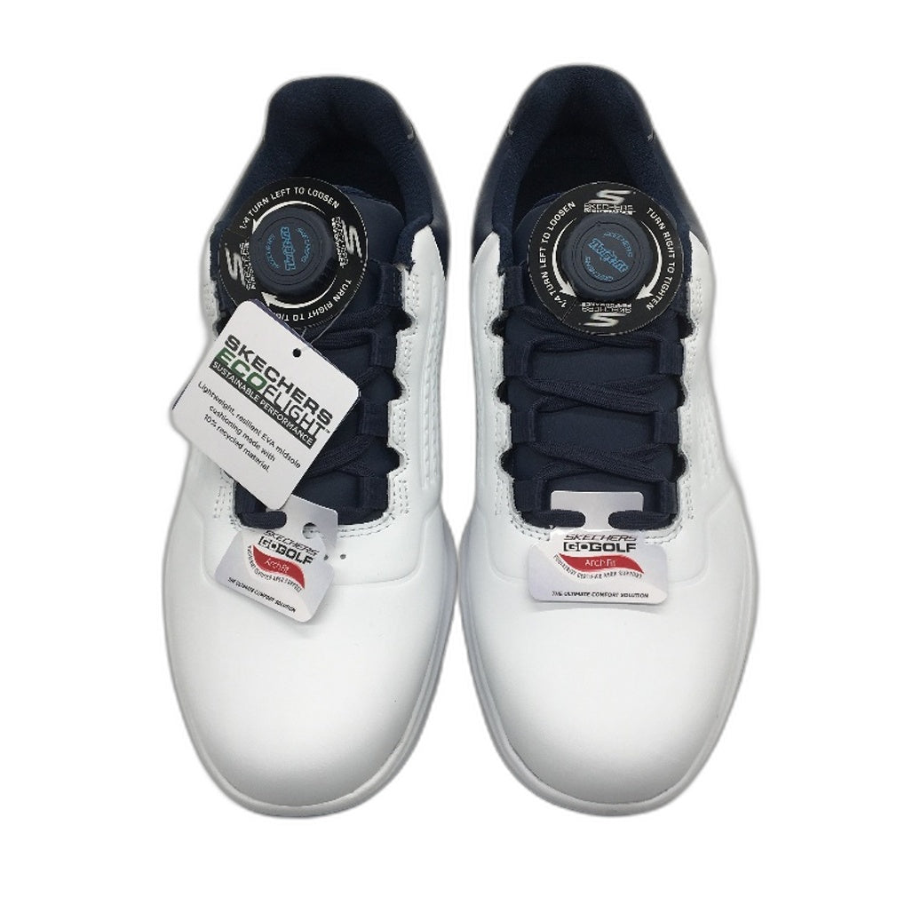 Skechers Go Golf Pro 6 SL Twist White Navy Leather Shoes Mens US 8.5 EU 42 NEW