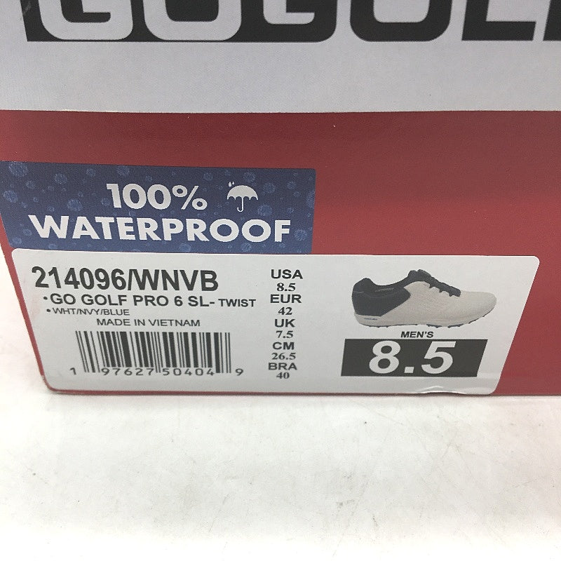 Skechers Go Golf Pro 6 SL Twist White Navy Leather Shoes Mens US 8.5 EU 42 NEW