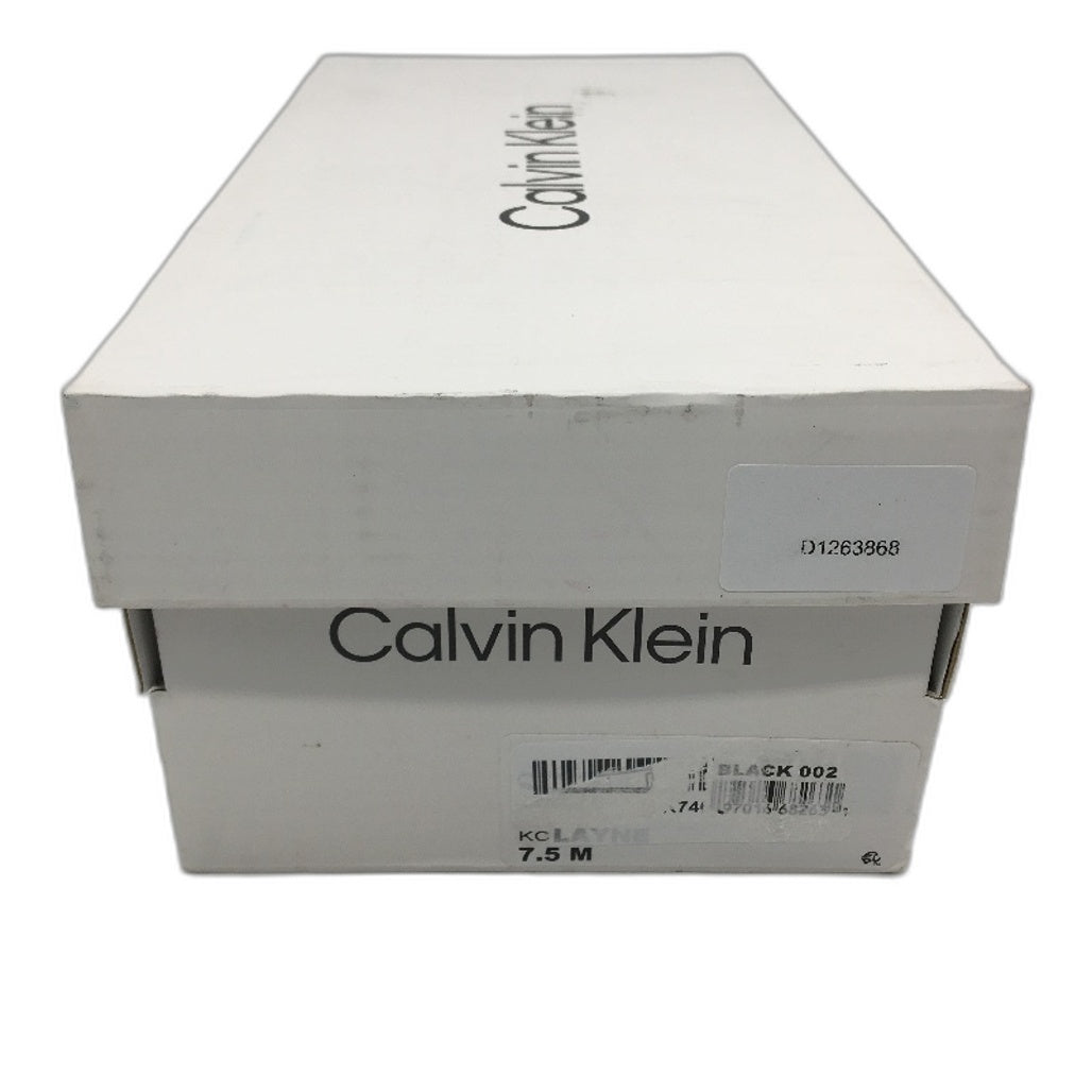 Calvin Klein Black Faux Leather Layne Logo Flat Shoes Ladies US 7.5 NEW