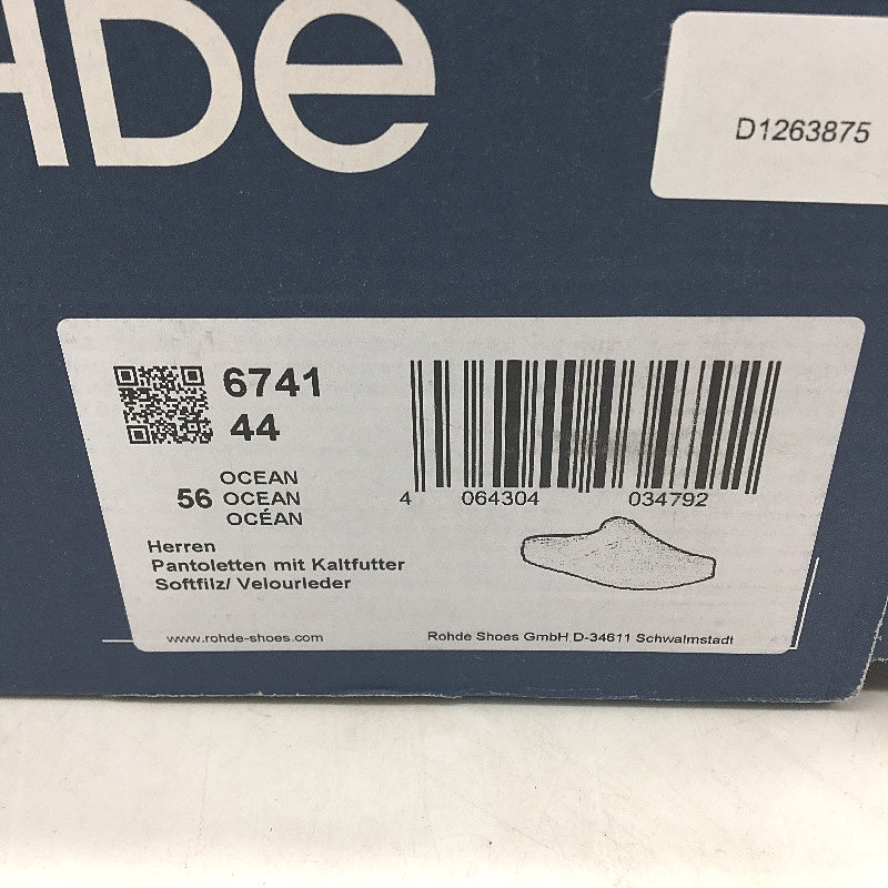 Rohde Ocean Blue Rodigo-h Open Back Slipper With Fastener Size US 10.5 EU 44 NEW