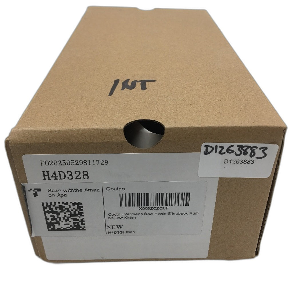 Coutgo Denim Low Kitten Heels Closed Pointed Toe Side Knot Slingbacks US 8.5 NEW