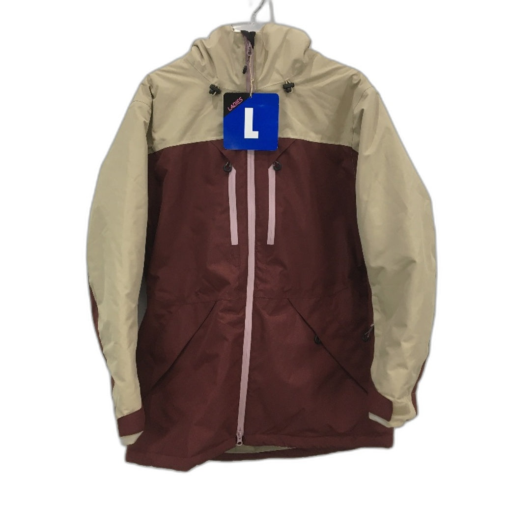 Crane Snow Extreme Burgandy Tan Water Resistant Winter Coat Ladies Size L NEW