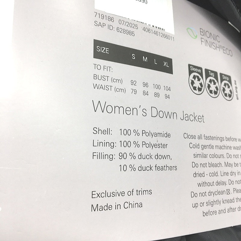 Crane Performance Black Ultra Light Feather Down Hooded Jacket Ladies Size S NEW