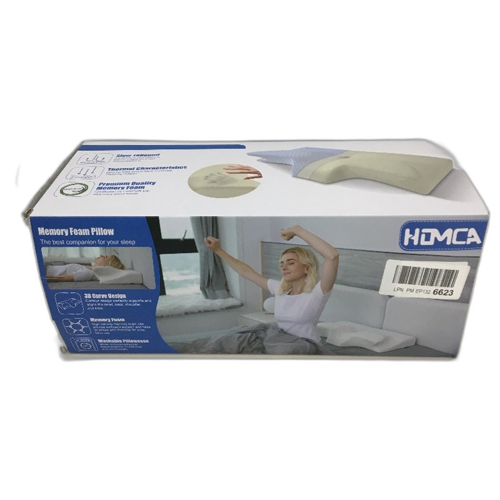 Homca Breathable Cervical Memory Foam Core Contour Neck Pillow White NEW