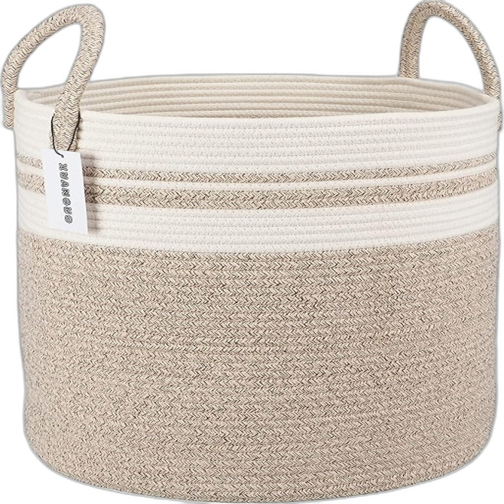 Xuanguo Home Decor Cotton Rope Boho Style Laundry Storage Basket Hamper NEW