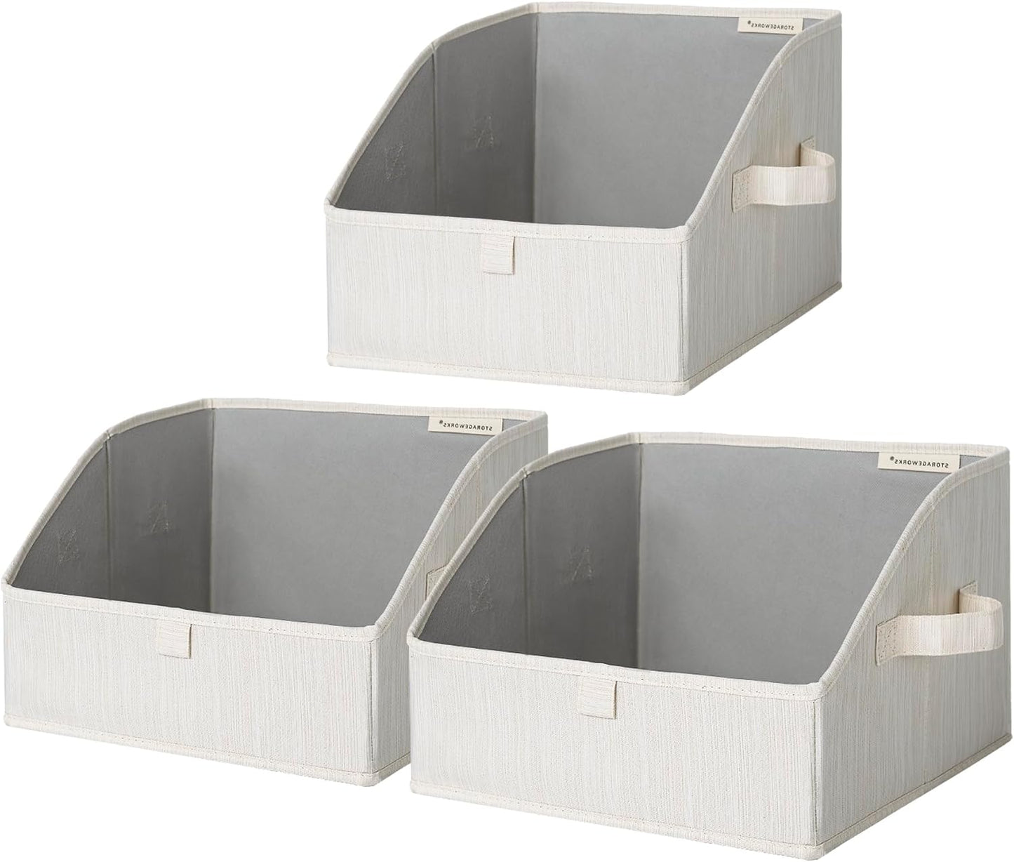 StorageWorks 3 Pack Fabric Foldable Closet Storage Bins Trapezoid Shape NEW