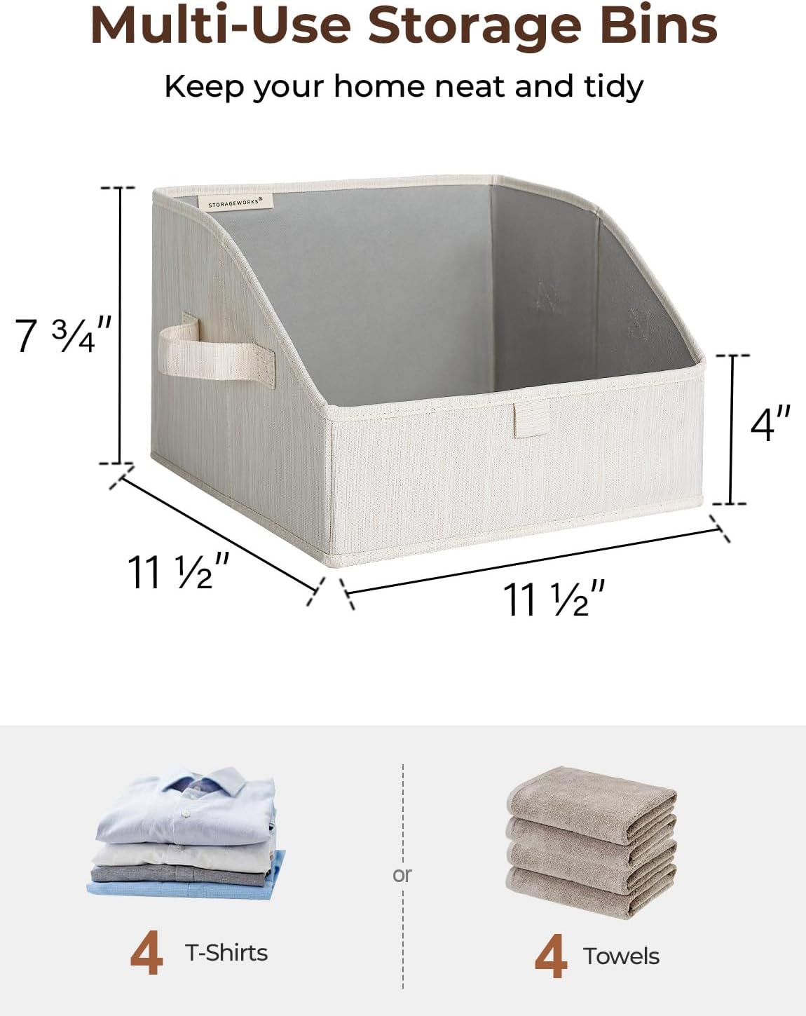 StorageWorks 3 Pack Fabric Foldable Closet Storage Bins Trapezoid Shape NEW