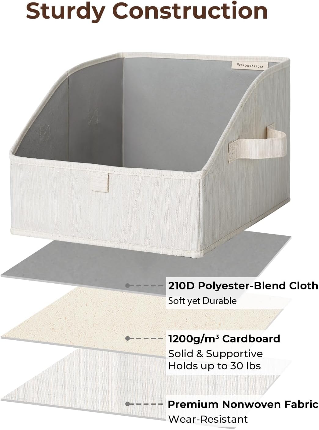 StorageWorks 3 Pack Fabric Foldable Closet Storage Bins Trapezoid Shape NEW