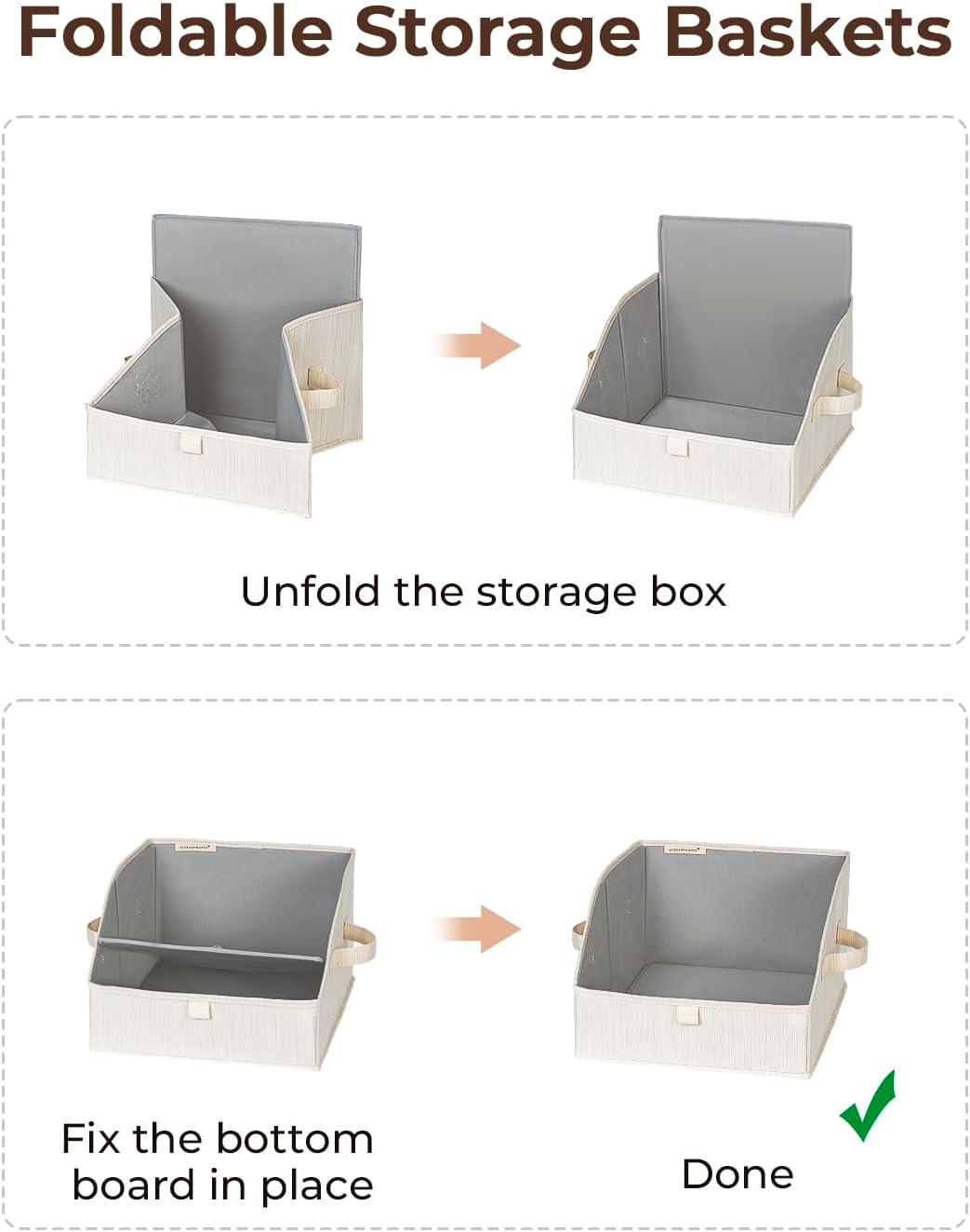 StorageWorks 3 Pack Fabric Foldable Closet Storage Bins Trapezoid Shape NEW