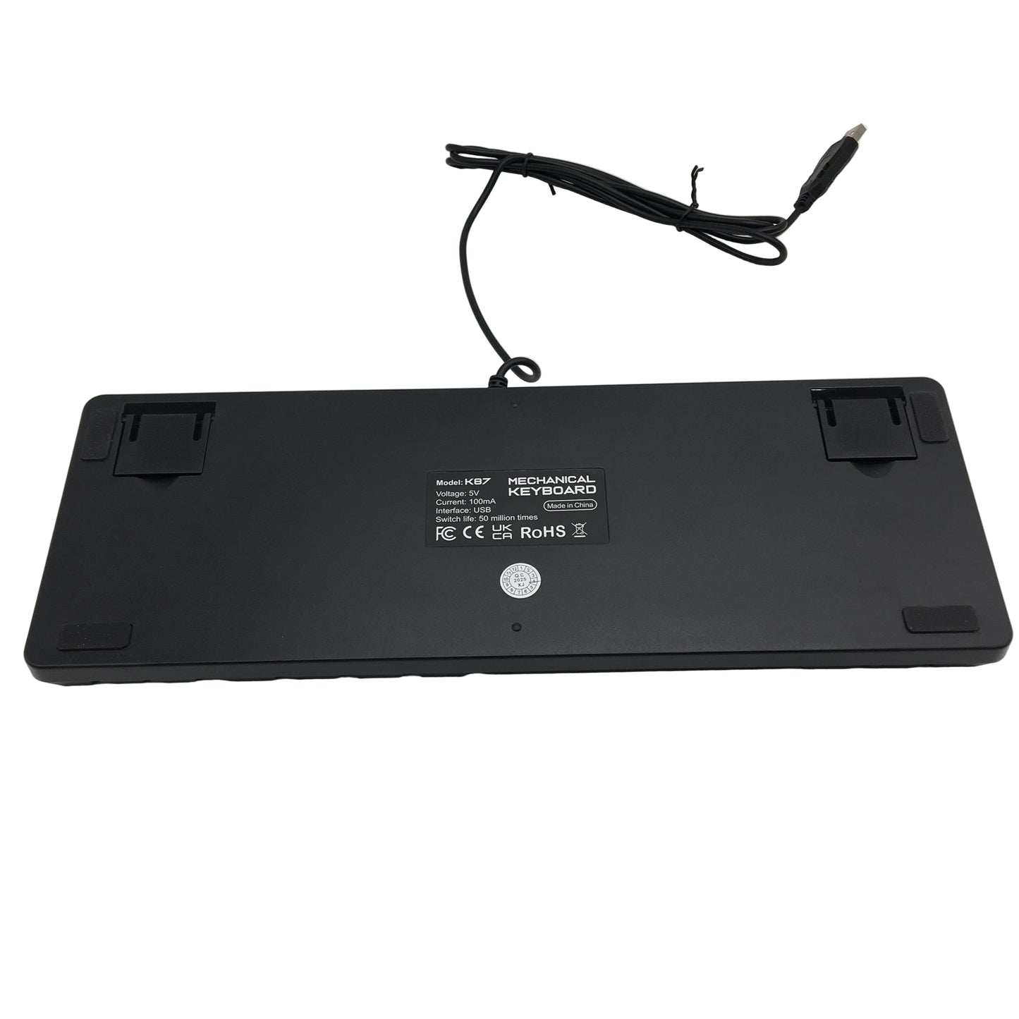 K87 87 Key Blue Switch Clicky RGB Ergonomic Black Mechanical Keyboard NEW