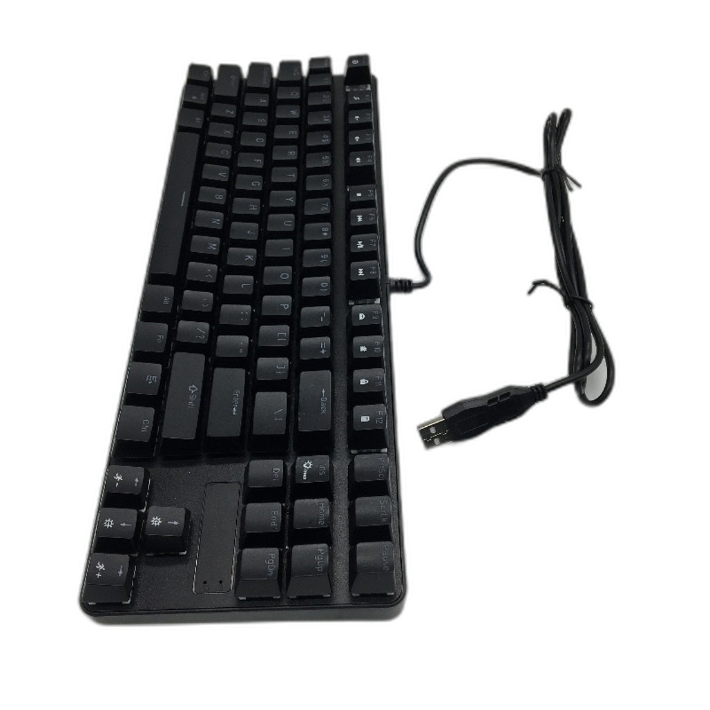 K87 87 Key Blue Switch Clicky RGB Ergonomic Black Mechanical Keyboard NEW