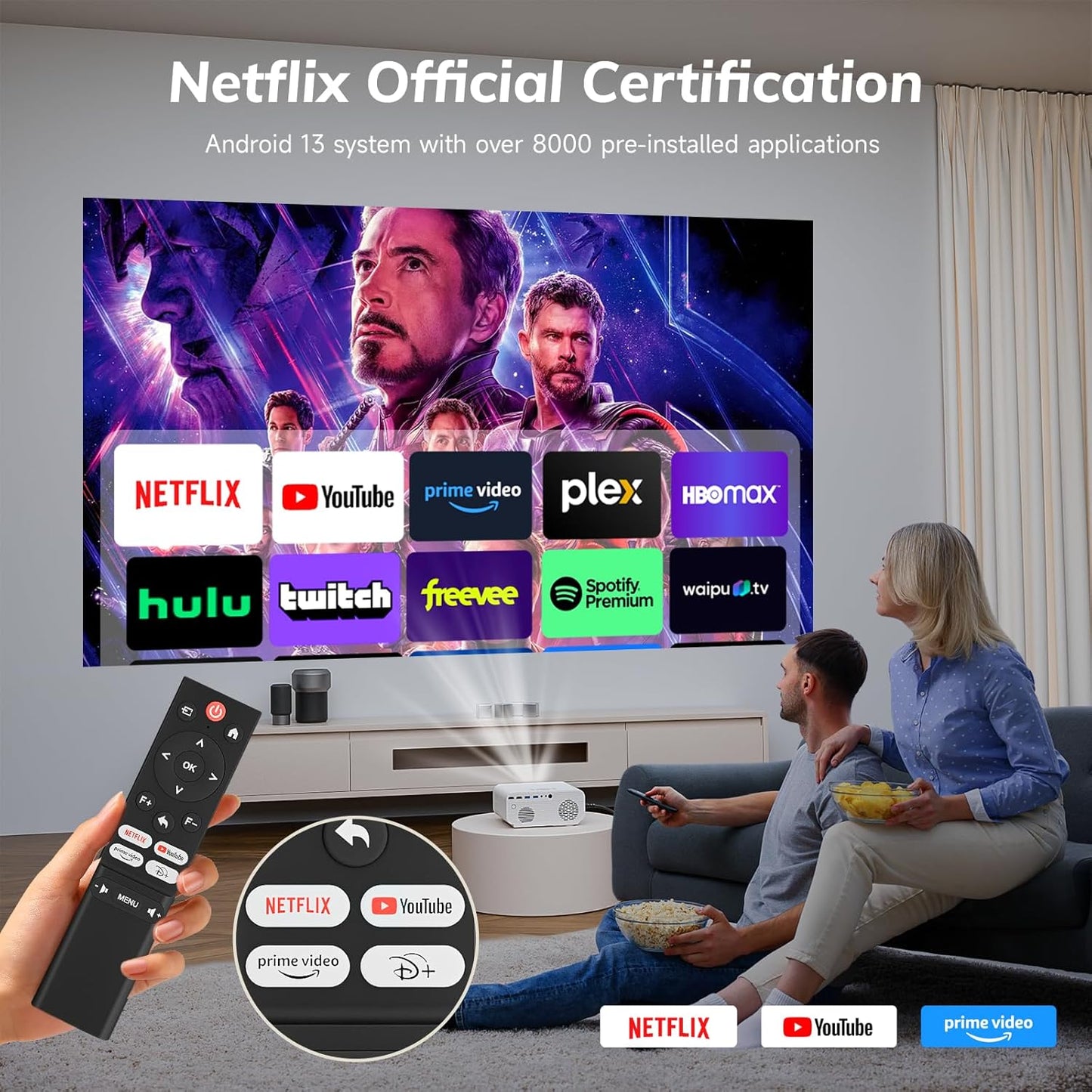 ZoomCat WhaleTV OS C12 4K Support 1080p BT Smart Home Netflix Projector DEMO