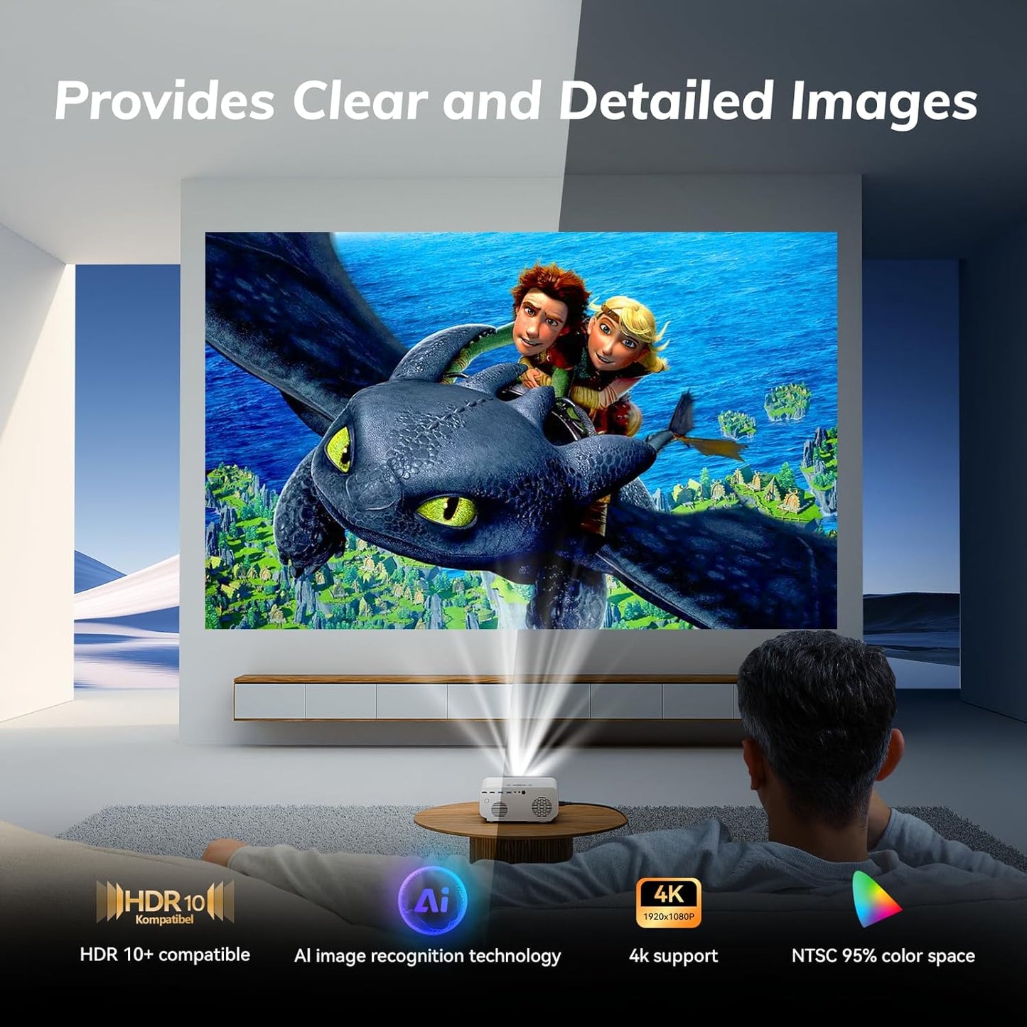 ZoomCat WhaleTV OS C12 4K Support 1080p BT Smart Home Netflix Projector DEMO