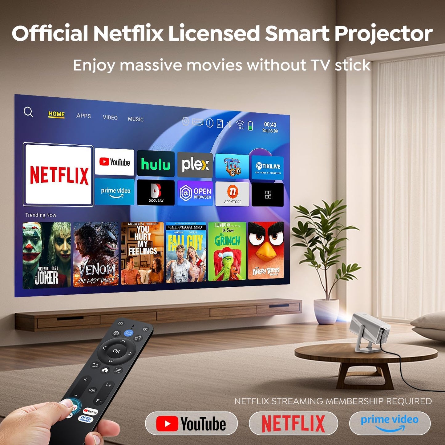 Toptro TP1 Dolby Audio 1080p 4k Support Bluetooth Smart Home Projector DEMO