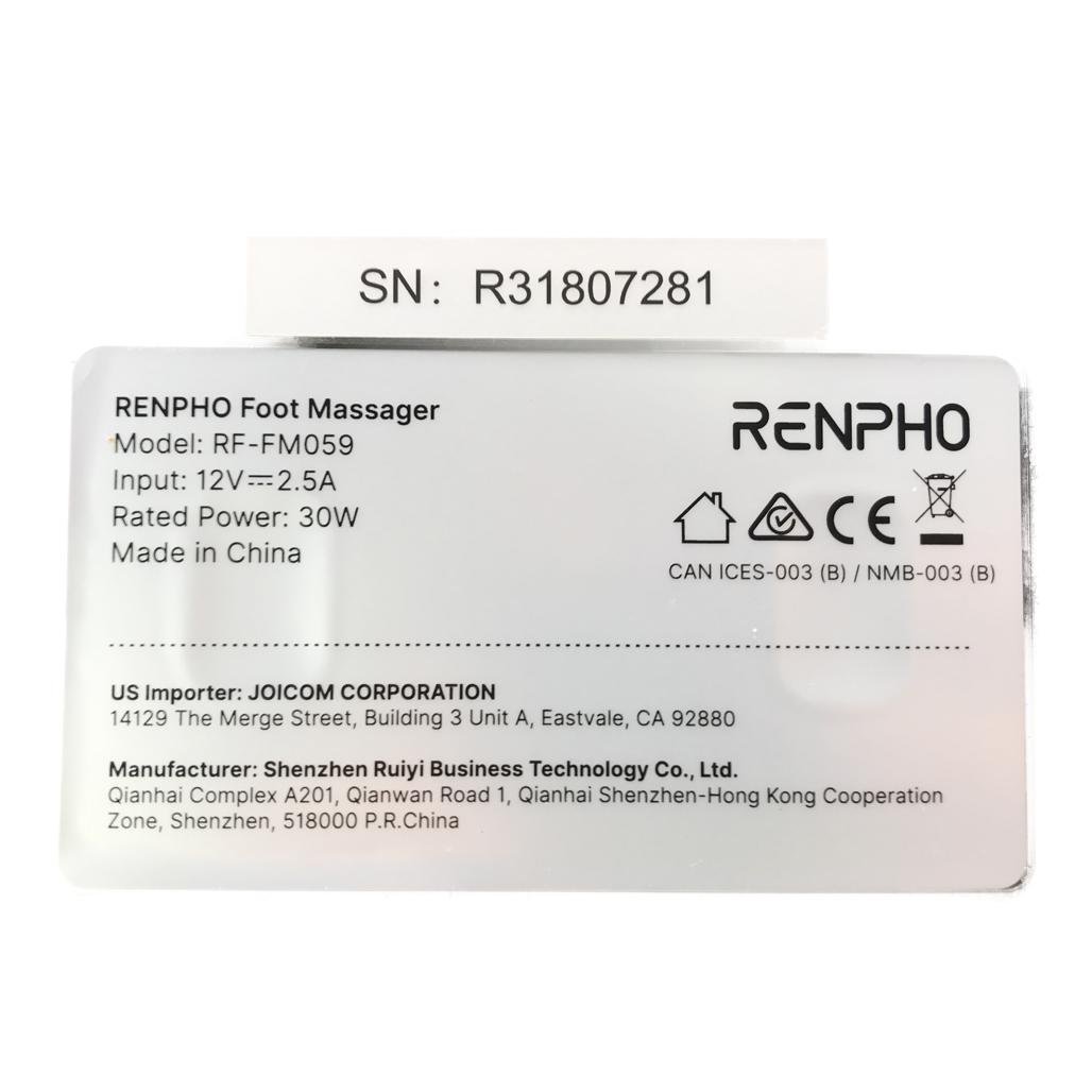 Renpho Shiatsu Foot Massager w/ Kneading/Heat Function RF-FM059 Black DEMO