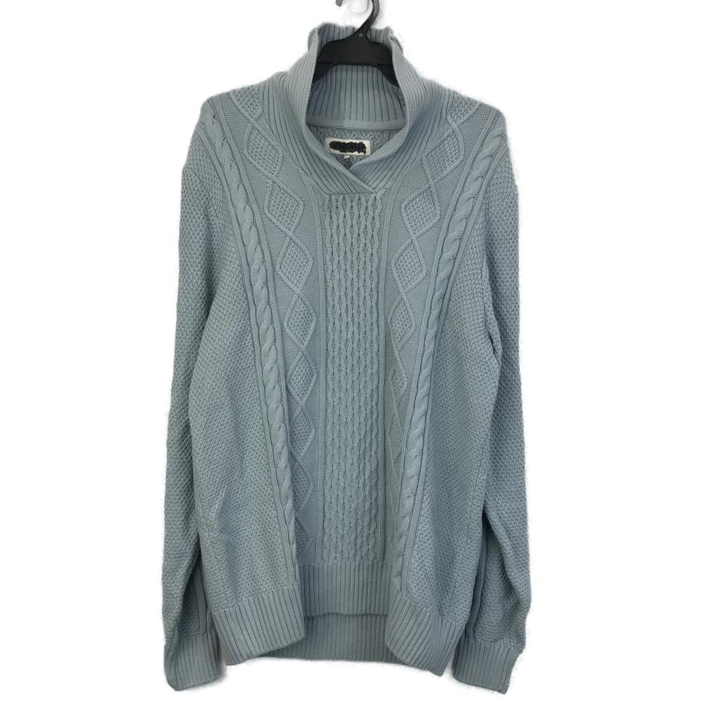 Jeanswest Mens Long Sleeve Polo Sky Blue Patterned Knit Jumper Size Large NEW