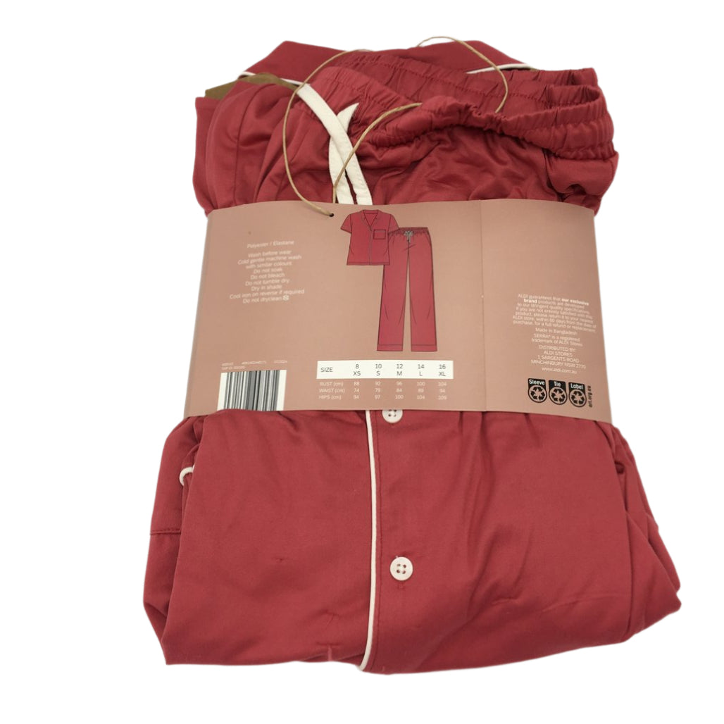 Serra Womens Luxe Pink Soft 2 Piece Short Sleeve PJ Set Size 12 NEW